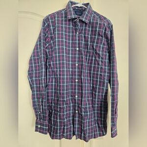 Fairlane Navy and Pink Plaid Shirt (TALL, LARGE)